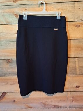 Calvin Klein Black Fitted Stretch Pencil Skirt